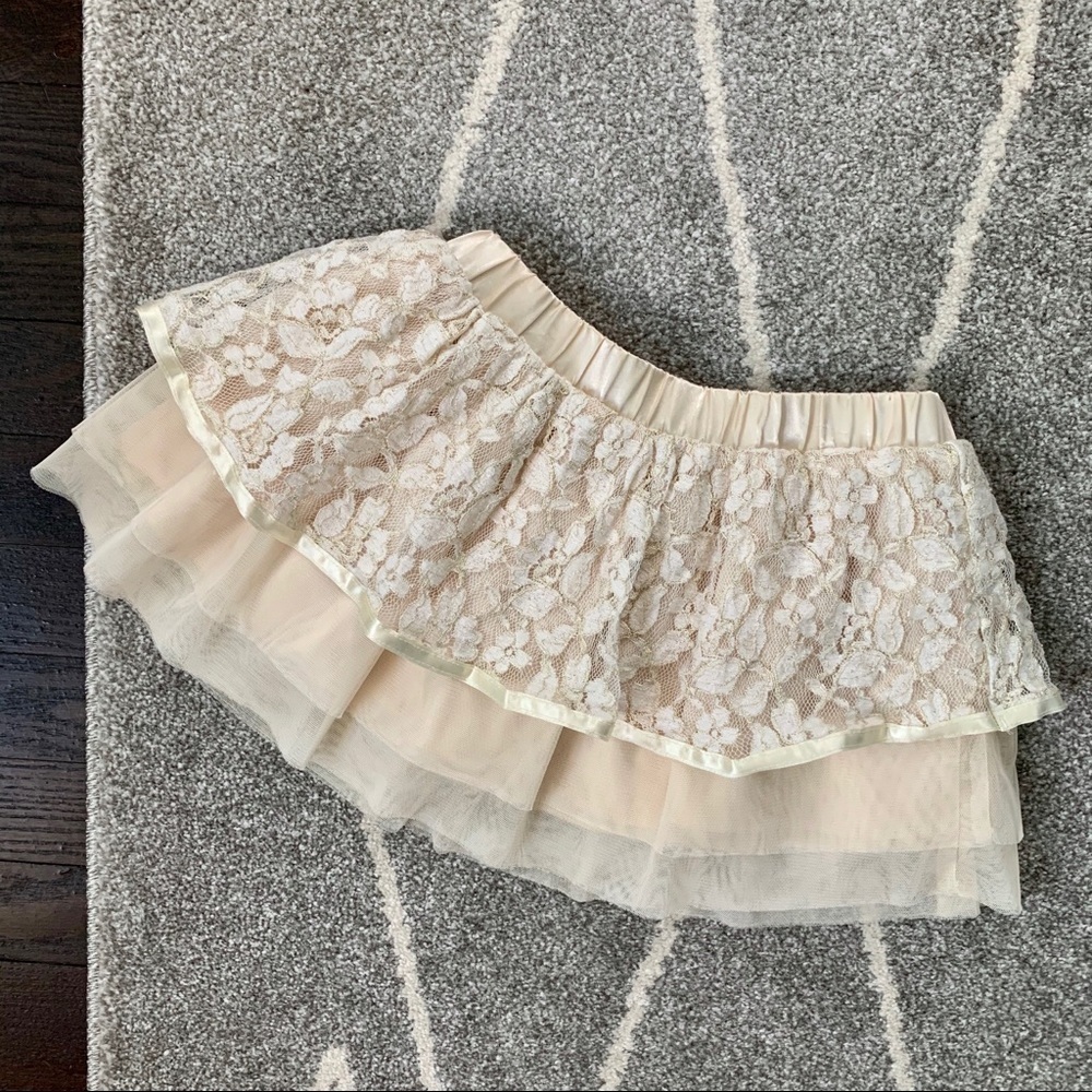 Just Fab Girls Ivory and Gold Lace Tutu Skirt 5